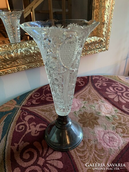 Antique pedestal crystal vase