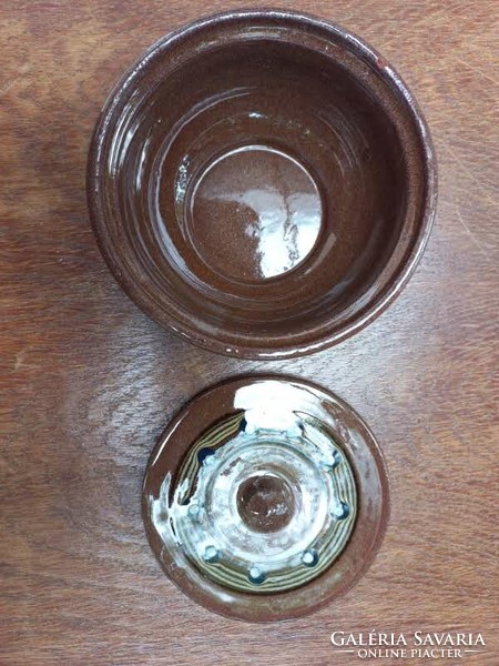 Glazed ceramic bonbonier with lid