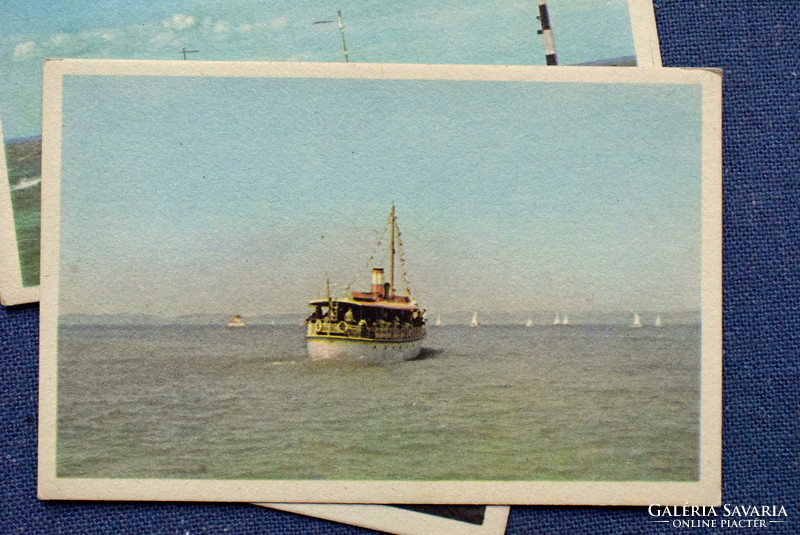 3db Régi Balaton fotó képeslap  Móricz Zsigmond motorhajó, komp,vitorlás...  postatiszta 60as évek