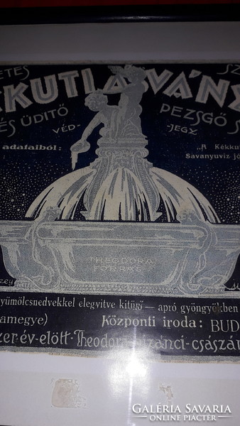 Antik Theodora forrás kékkúti gyógy savanyúvíz tanusítvány védjegy 38 X 29 cm a képek szerint