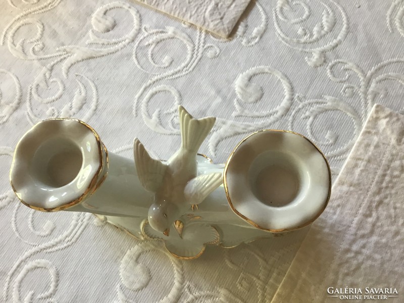 Candle holder with bird, German gold decoration