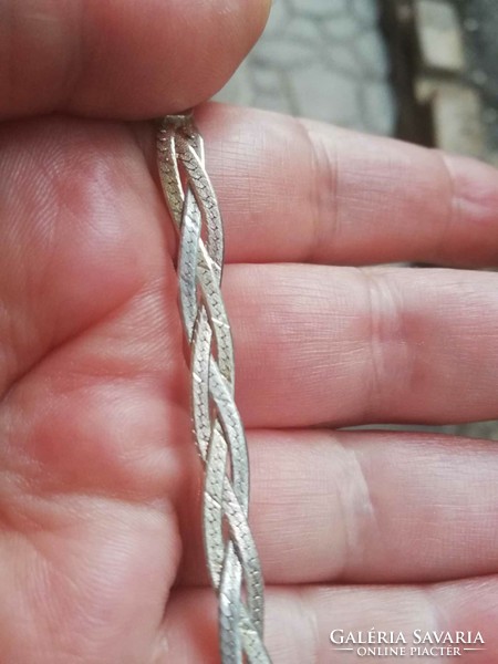 Double-row braided Italian silver bracelet