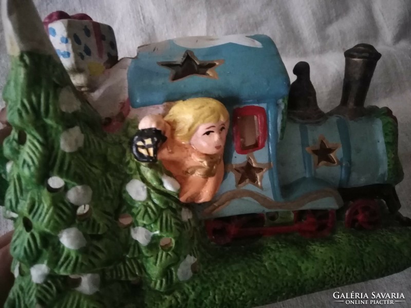 Christmas train with candles - colored plaster