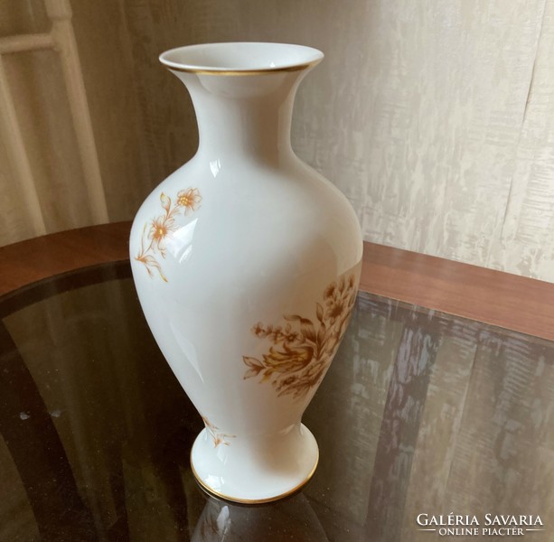 Hollóháza brown flower vase - hand painted
