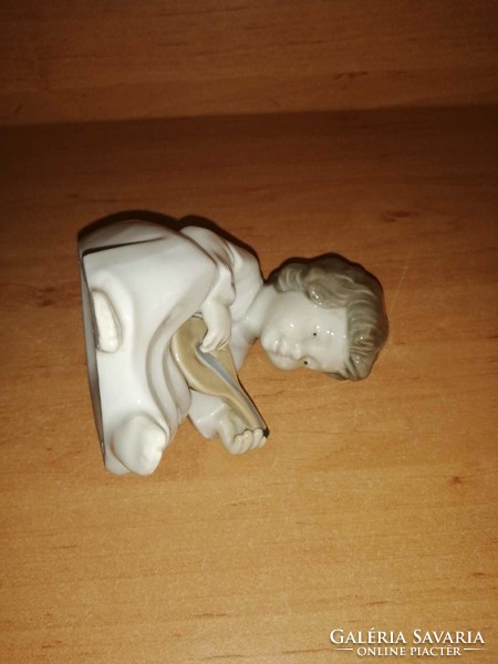 Cute German sitzendorf porcelain figure girl with mandolin - 11 cm high (po-1)