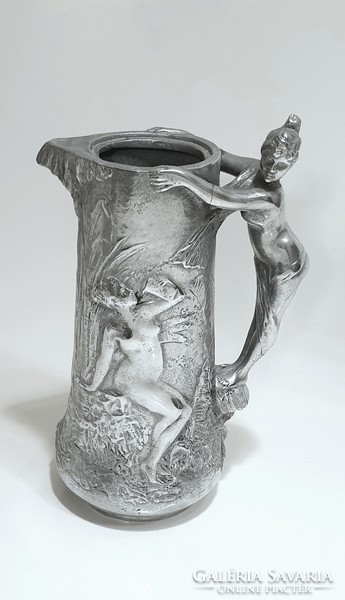 Magnificent Art Nouveau Silver Plated Pitcher Pouring Pedro Ramon Jose Rigual (1863-1917)