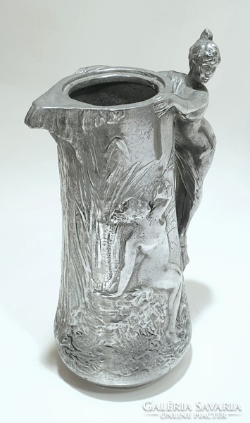 Magnificent Art Nouveau Silver Plated Pitcher Pouring Pedro Ramon Jose Rigual (1863-1917)