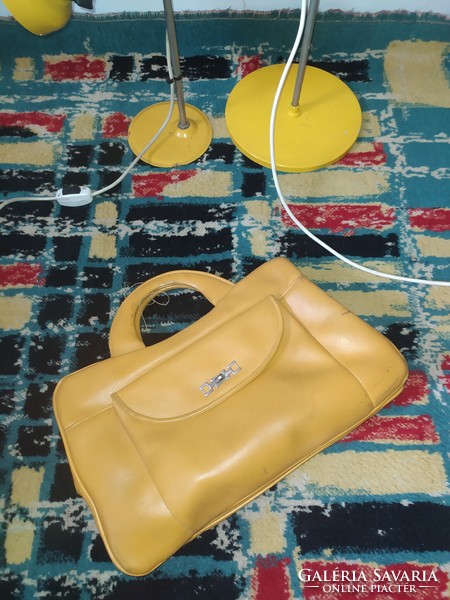 Retro yellow synthetic leather women's bag