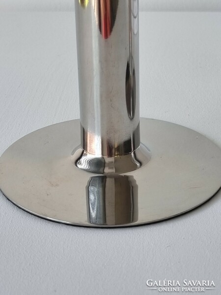 Old bauhaus style wmf ? Pair of chromed metal candle holders