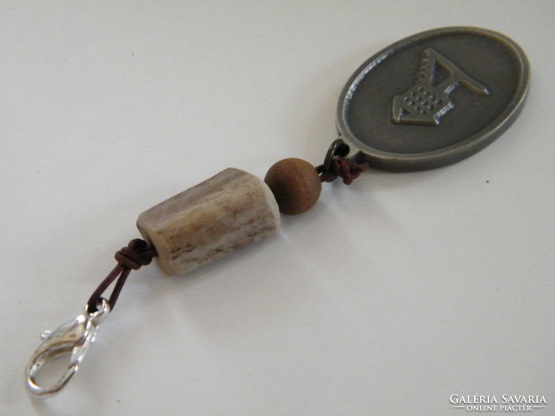 Deer bone decorative key ring pendant, ornament for hunters