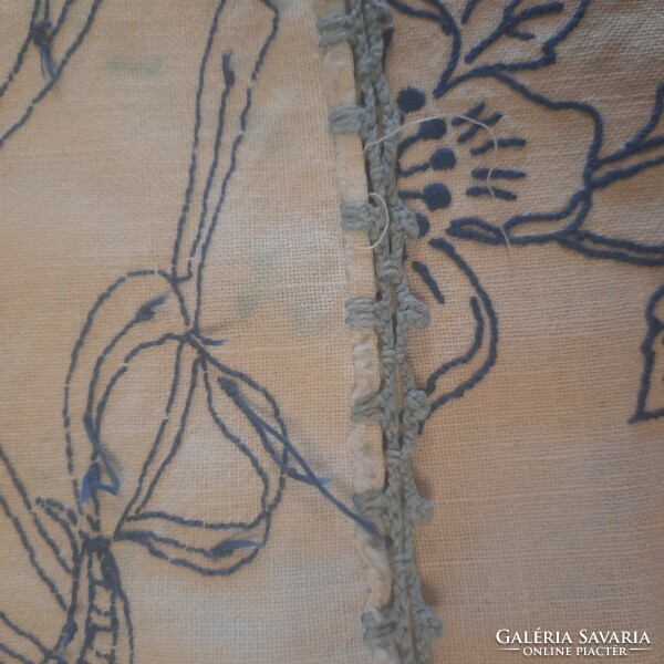 Antique embroidered linen tablecloth 92 x 130 cm