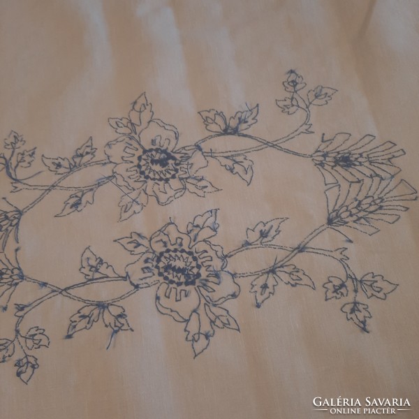 Antique embroidered linen tablecloth 92 x 130 cm