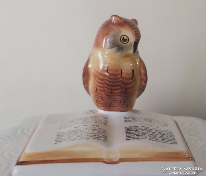 Owl with a book, porcelain, beautiful color, flawless