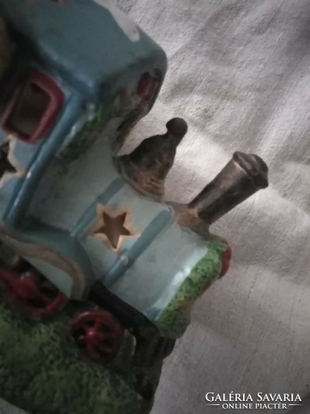 Karácsonyi mécses vonat - színezett gipsz