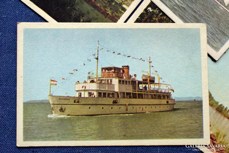 4 old balaton photo postcards sailing competition, ship, tihany... Postal clerk 60s