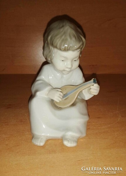Aranyos német Sitzendorf porcelán figura kislány mandolinnal  - 11 cm magas (po-1)