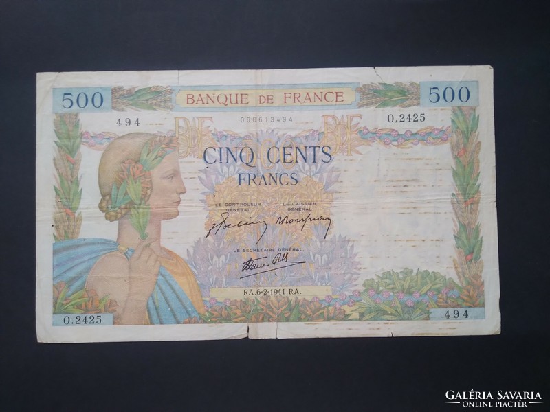 France 500 francs 1941 vg+