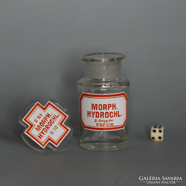 19th century medical apothecary jar glass morphine