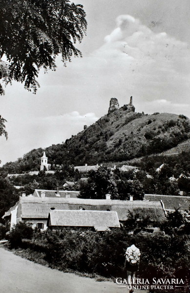 Szigliget - view with the castle ruins - photo postcard 1959 run