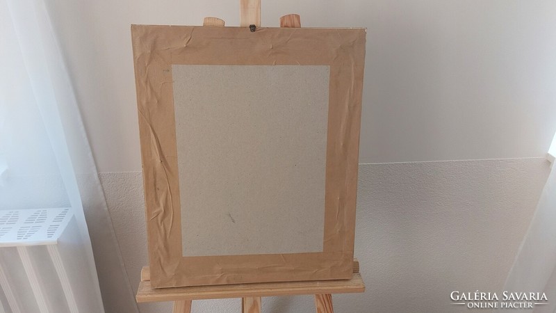 (K) Szép absztrakt festmény 45x55 cm kerettel