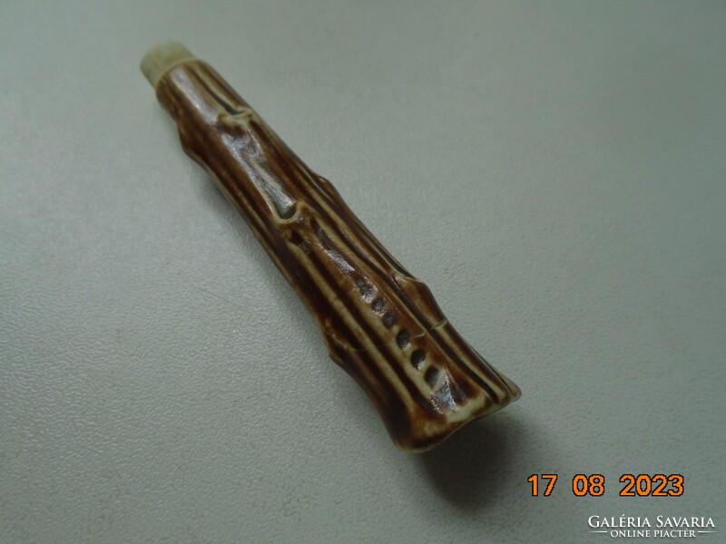 4 pieces attributed to Zsolnay, embossed antler pattern porcelain handle, Stahl-bronze knife details