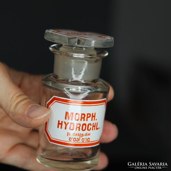 19. századi orvosi morfiumos patika üveg / 19th century medical apothecary jar glass Morphine