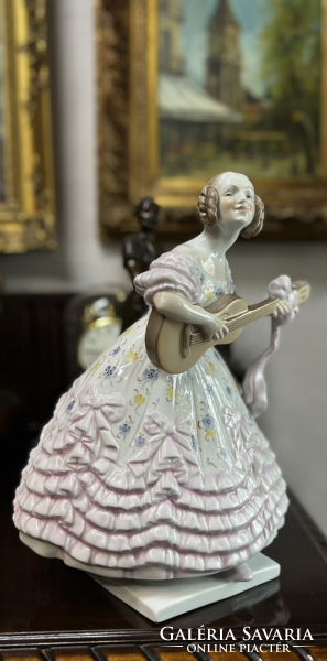Herend porcelain, déryné large, in a pink dress