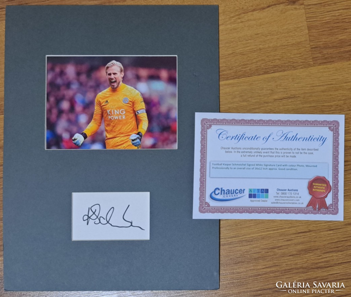 Danish football player Kasper Schmeichel autographed photo, signature, with certificate, 40 x 30 cm