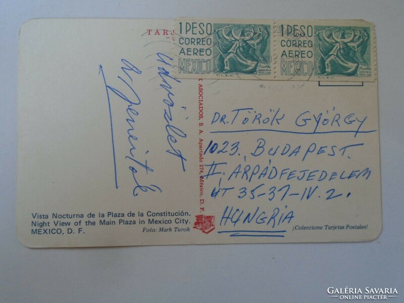 H36.11  Mexikó  DF  1964 október 24  Jenei aláírása  küldve Dr. Török Györgynek  Budapestre