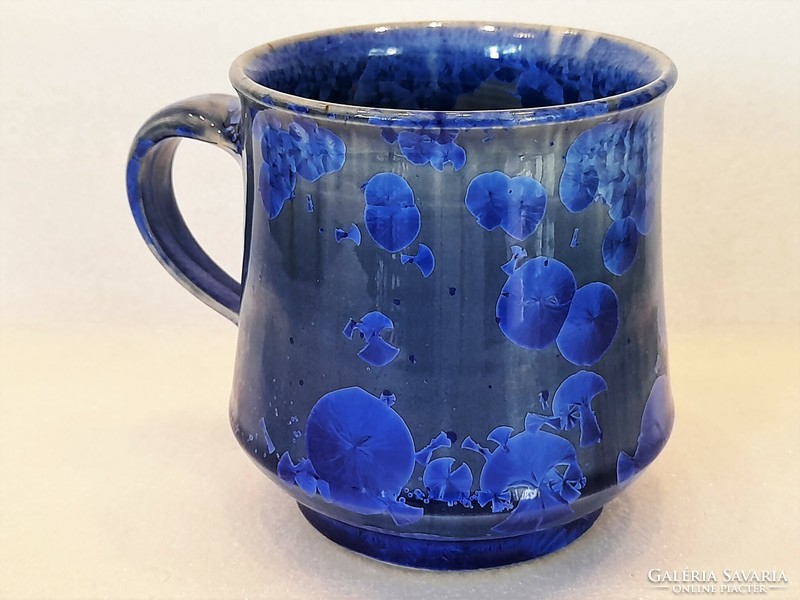 Marked crystal glazed ceramic pitcher / mug