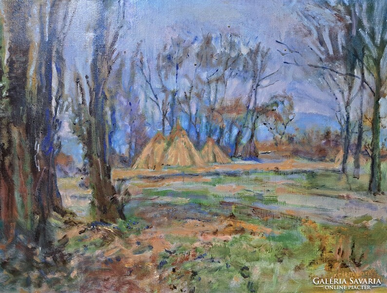 Laura Kelemenné Lészöly - cold weather - landscape oil painting ()