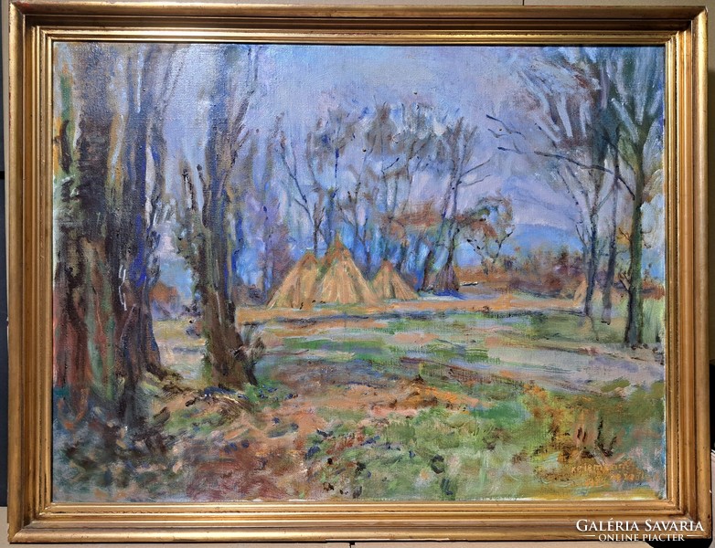 Laura Kelemenné Lészöly - cold weather - landscape oil painting ()