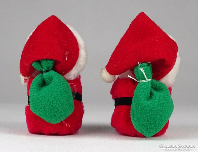 1O296 pair of retro little Santa Claus figures with a monchichi character