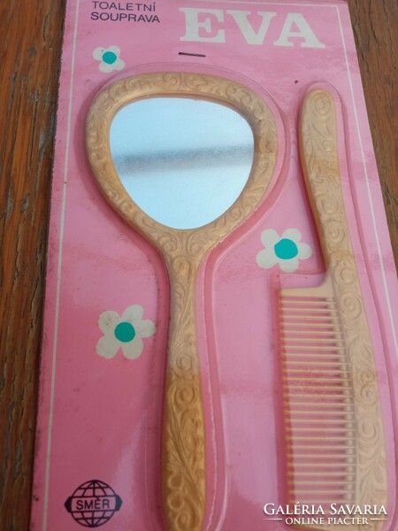 Eva retro Czechoslovak mirror comb set in original packaging