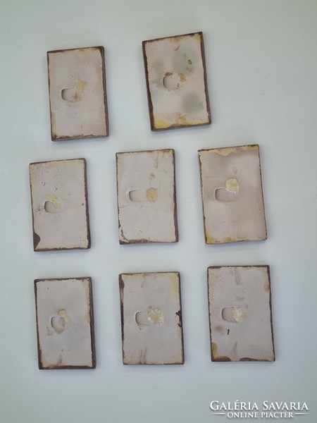 8 old applied art ceramic wall pictures