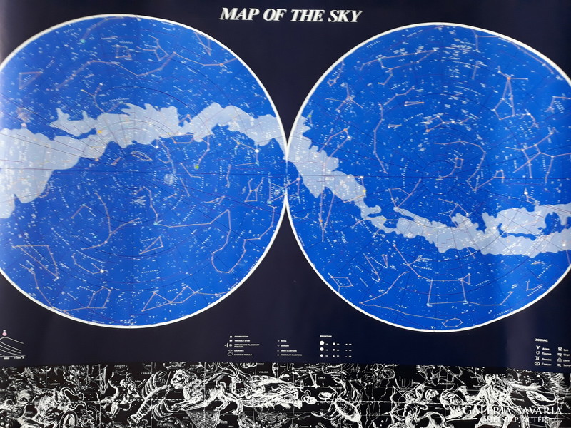 Csillagképek, zodiákusok ábrázolása, nagyméretű poszter (95 x 68 cm)
