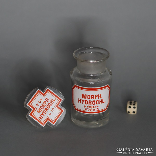 19. századi orvosi morfiumos patika üveg / 19th century medical apothecary jar glass Morphine