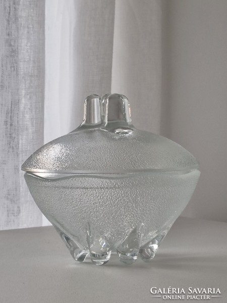 Old glass bonbonier with lid