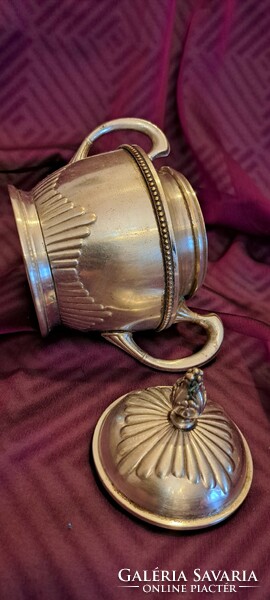 Antique silver-plated jug set on a tray (l4126)