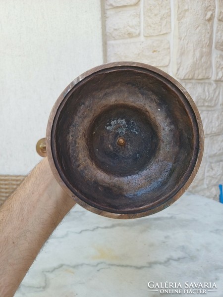 Antique industrial sculpture sculptural candle holder Judaica rare unique heavy cast copper. Hanukkah, Hanukkah