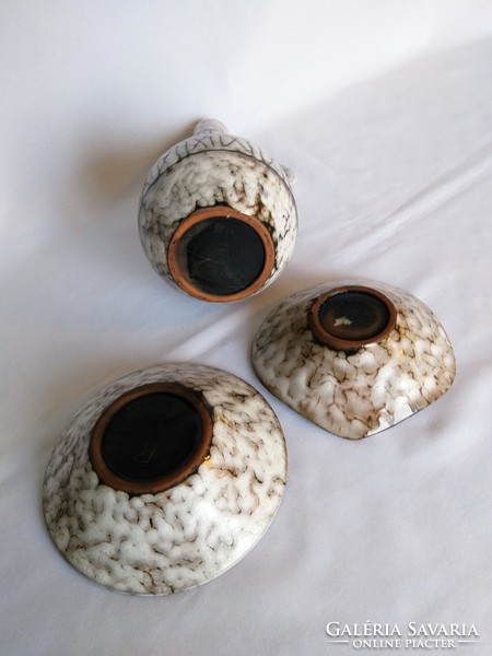 Handmade 30cm large ceramic jug with two bowls