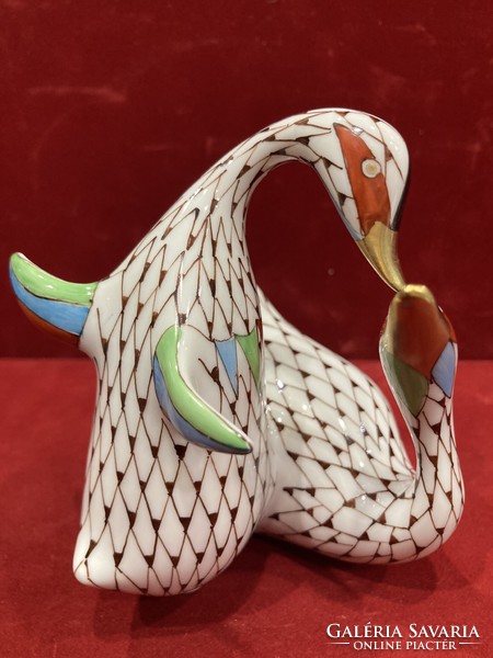 A pair of porcelain garden ducks from Höllóháza