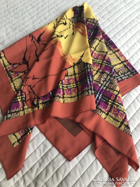 Silk scarf with bright, warm colors, 86 x 86 cm