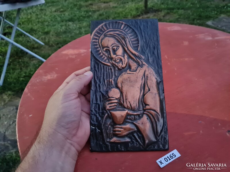 X0165 copper Jesus wall picture 23.5x12.5 cm