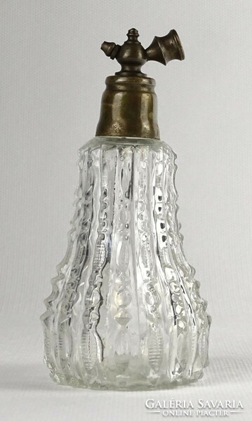 1N878 Régi réz fejű parfümszóró üveg parfümös üveg 11 cm