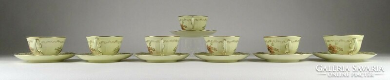 1N868 seven-person butter-colored Zsolnay porcelain coffee set