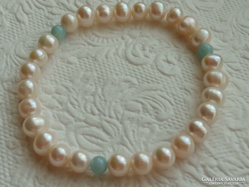 Pearl - aquamarine bracelet