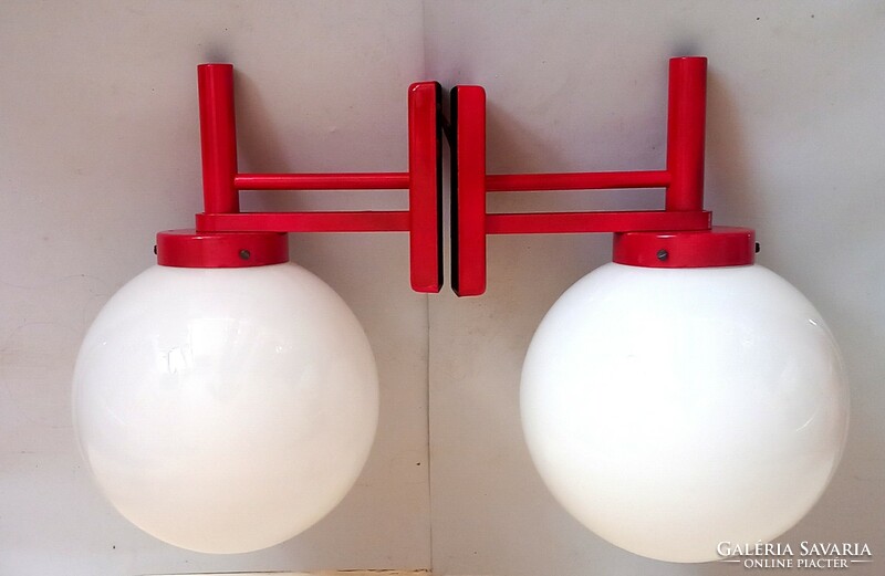 Hatalmas Art Deco piros gömb falikar lámpa párban ALKUDHATÓ