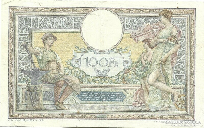 100 frank francs 1923 Franciaország Ritka
