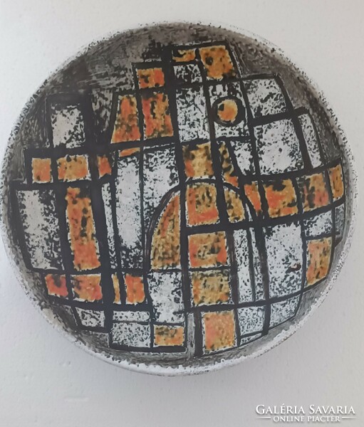 Brutalist applied art juried benkő ilona wall plate